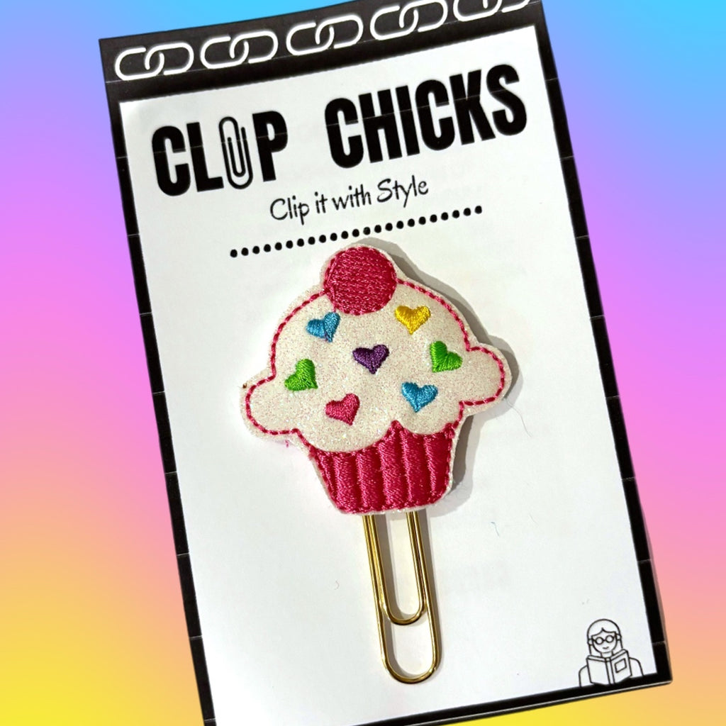 Clip Chicks' Cupcake with hearts novelty paper clip is shown in its adorable packaging.