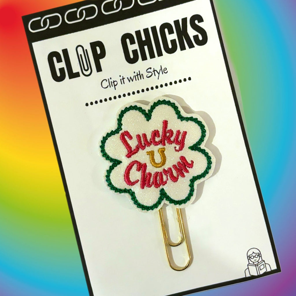 Clip chicks' Lucky charm novelty paper clip is shown in the package.