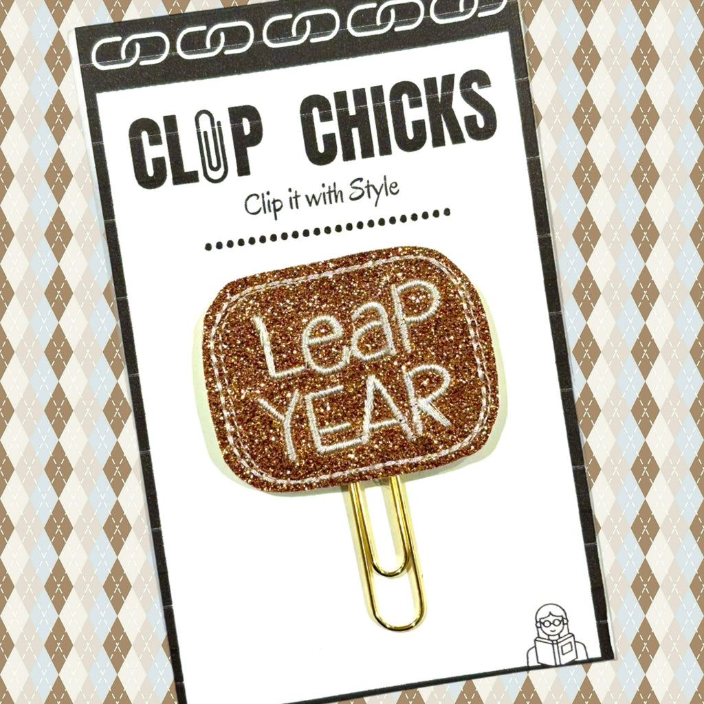 Clip Chicks' Leap Year novelty paper clip is shown in its package.