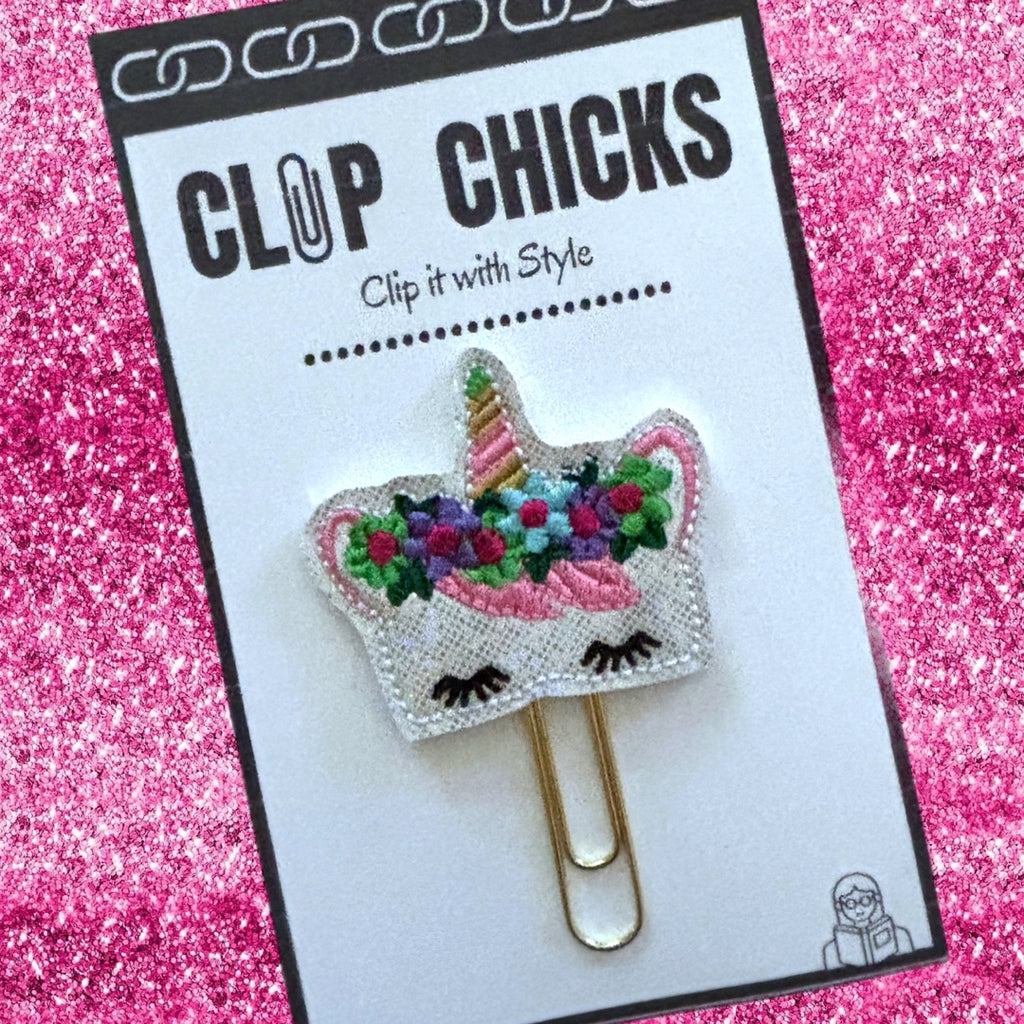 Clip Chicks' Unicorn novelty paper clip is shown in its packaging.