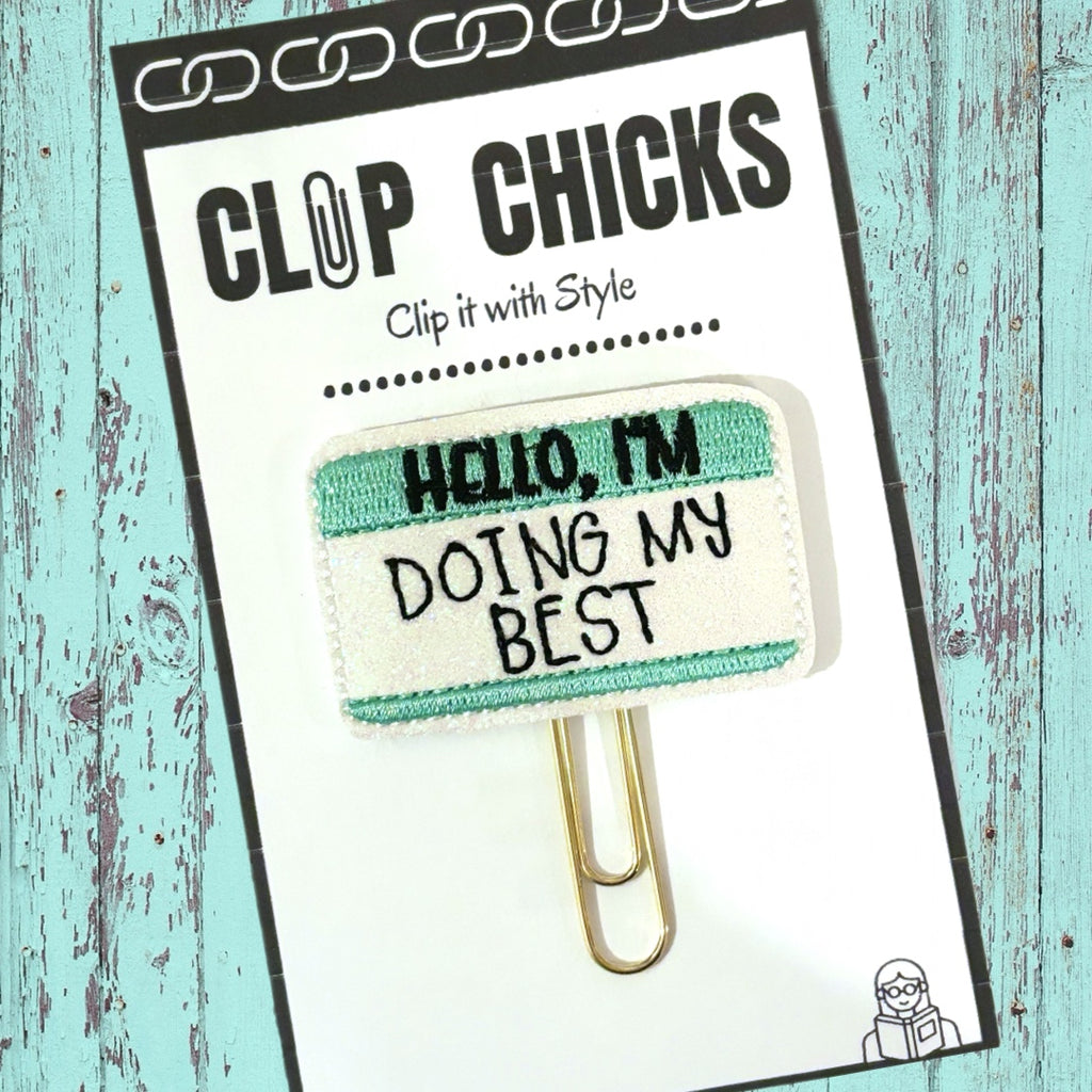 Clip Chicks' Doing My Best novelty paper clip is shown in its package.