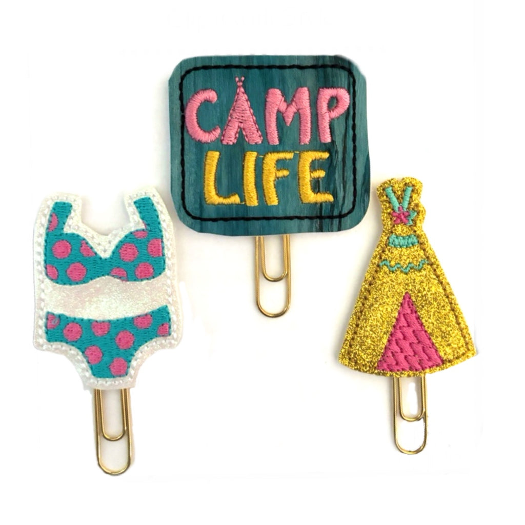 Clip Chicks' Camp Life trio of novelty paper clips.