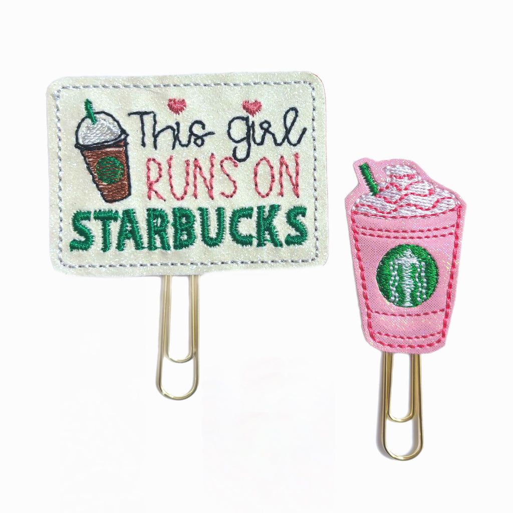 This Girl Runs on Starbucks novelty paper clip from Clip Chicks LLC.