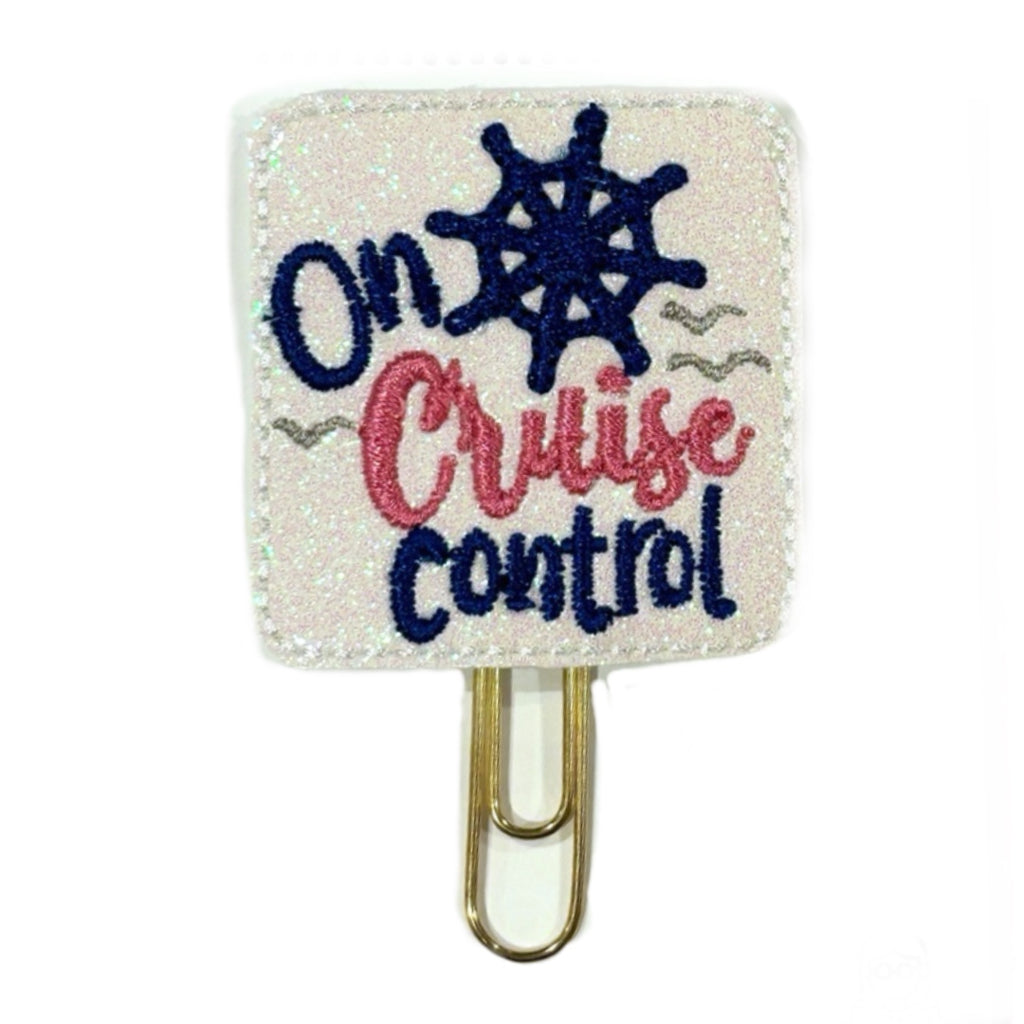 On Cruise Control novelty paper clip is shown on a white background.