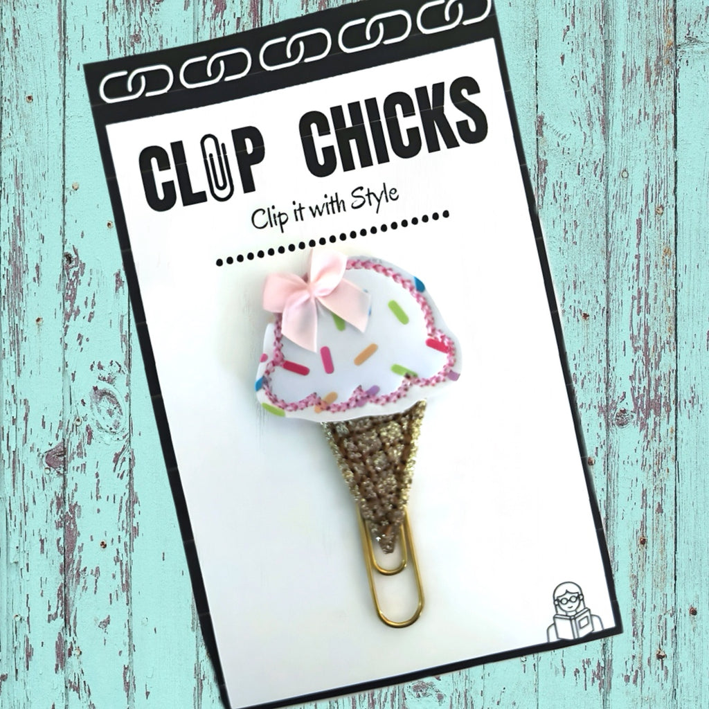 Clip Chicks Ice Cream Cone novelty paper clip in its adorable packaging.