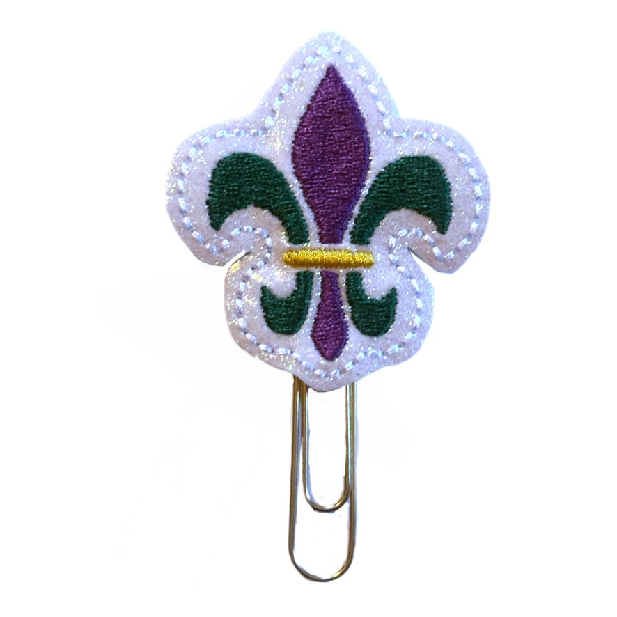 Mardi Gras fleur de lis novelty paper clip.