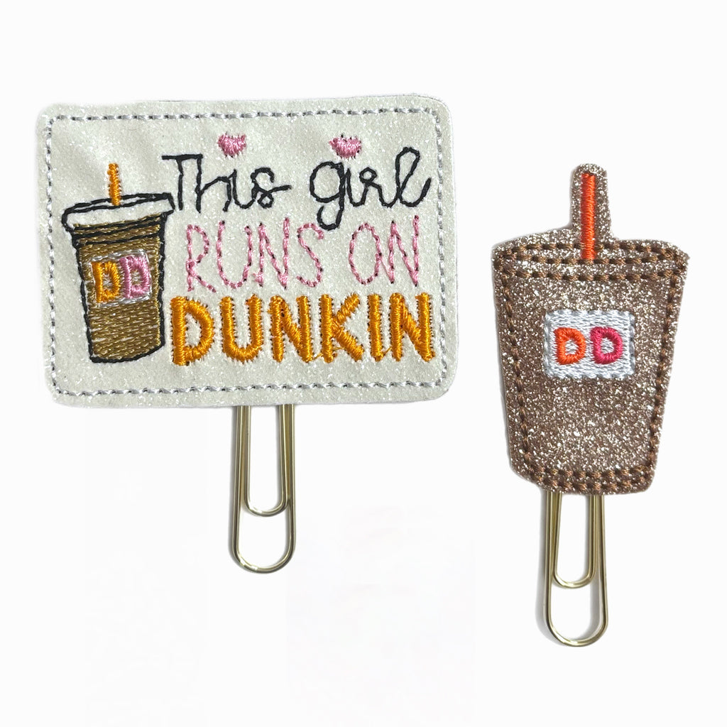 This Girl Runs on Dunkin set of novelty paper clips from Clip Chicks LLC.