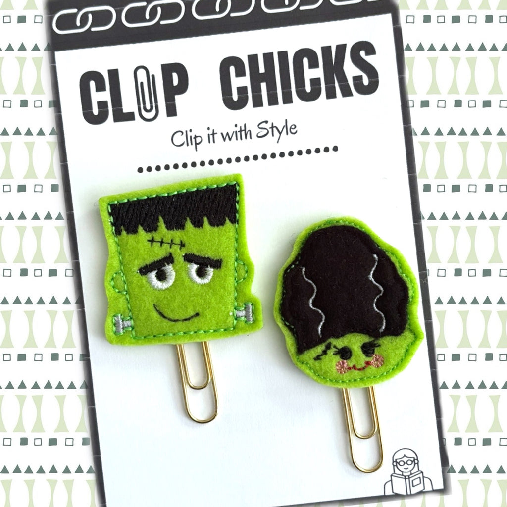 Clip Chicks' Mr. & Mrs. Monster set of novelty paper clips in its package.