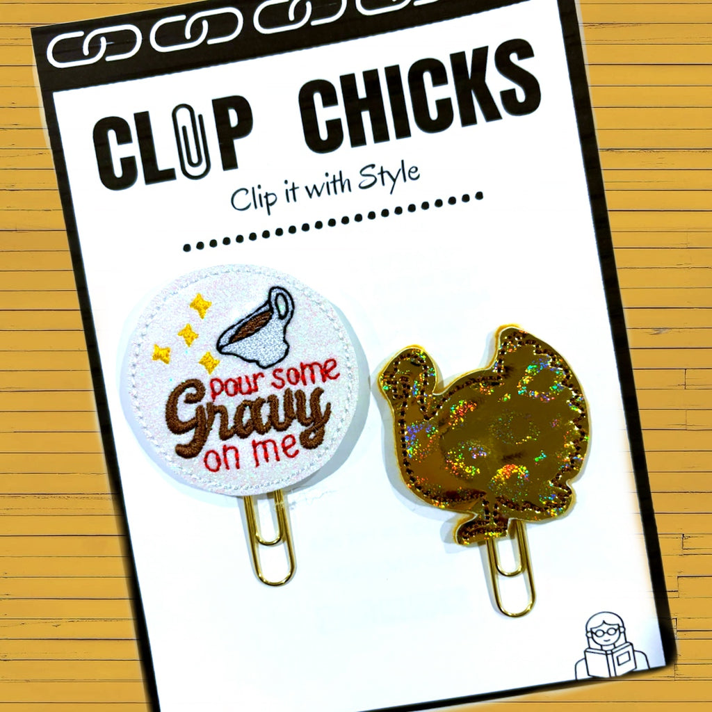 Clip Chicks' Turkey and Gravy novelty paper clips are shown in the package.