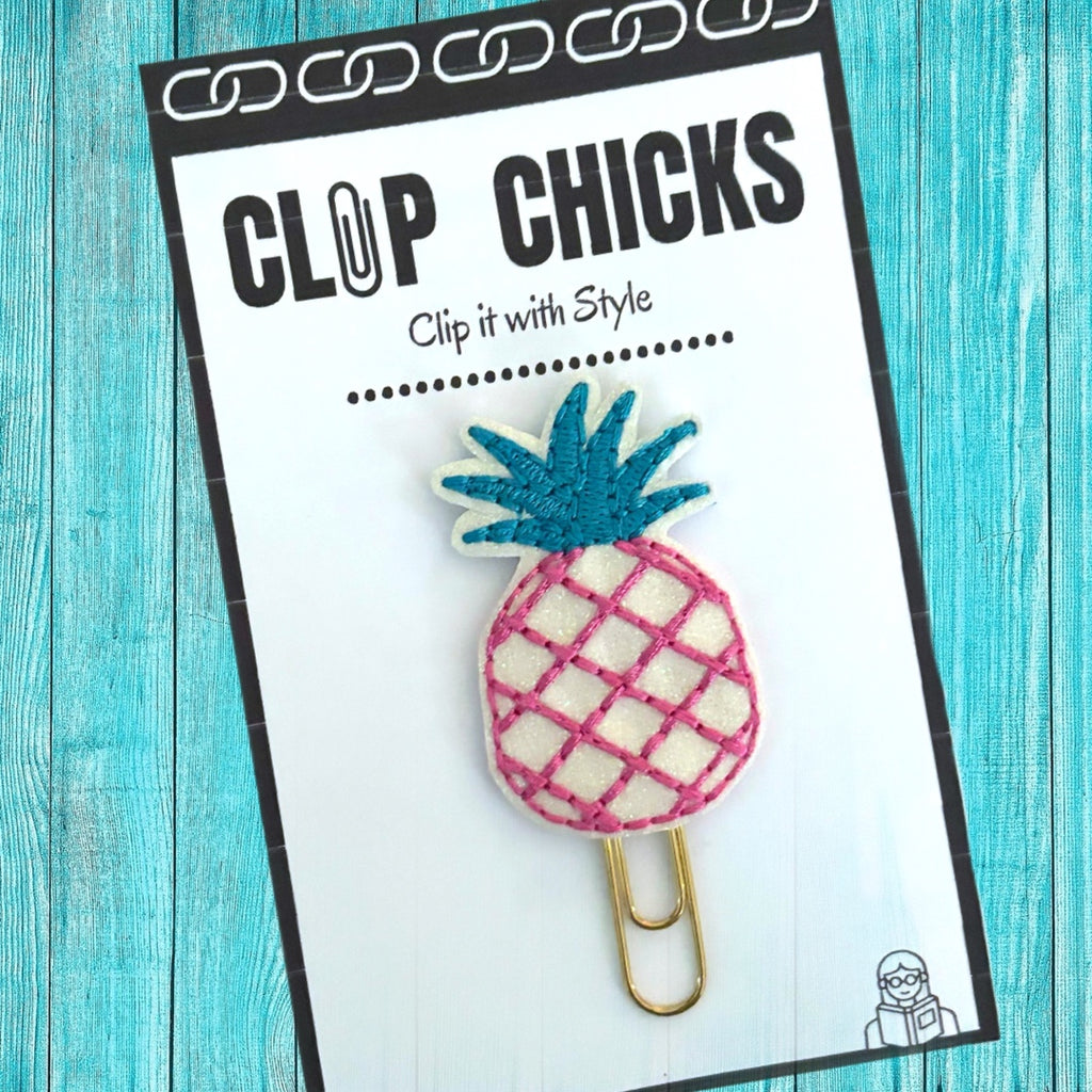 Clip Chicks Pineapple novelty paper clip is shown in its adorable packaging.