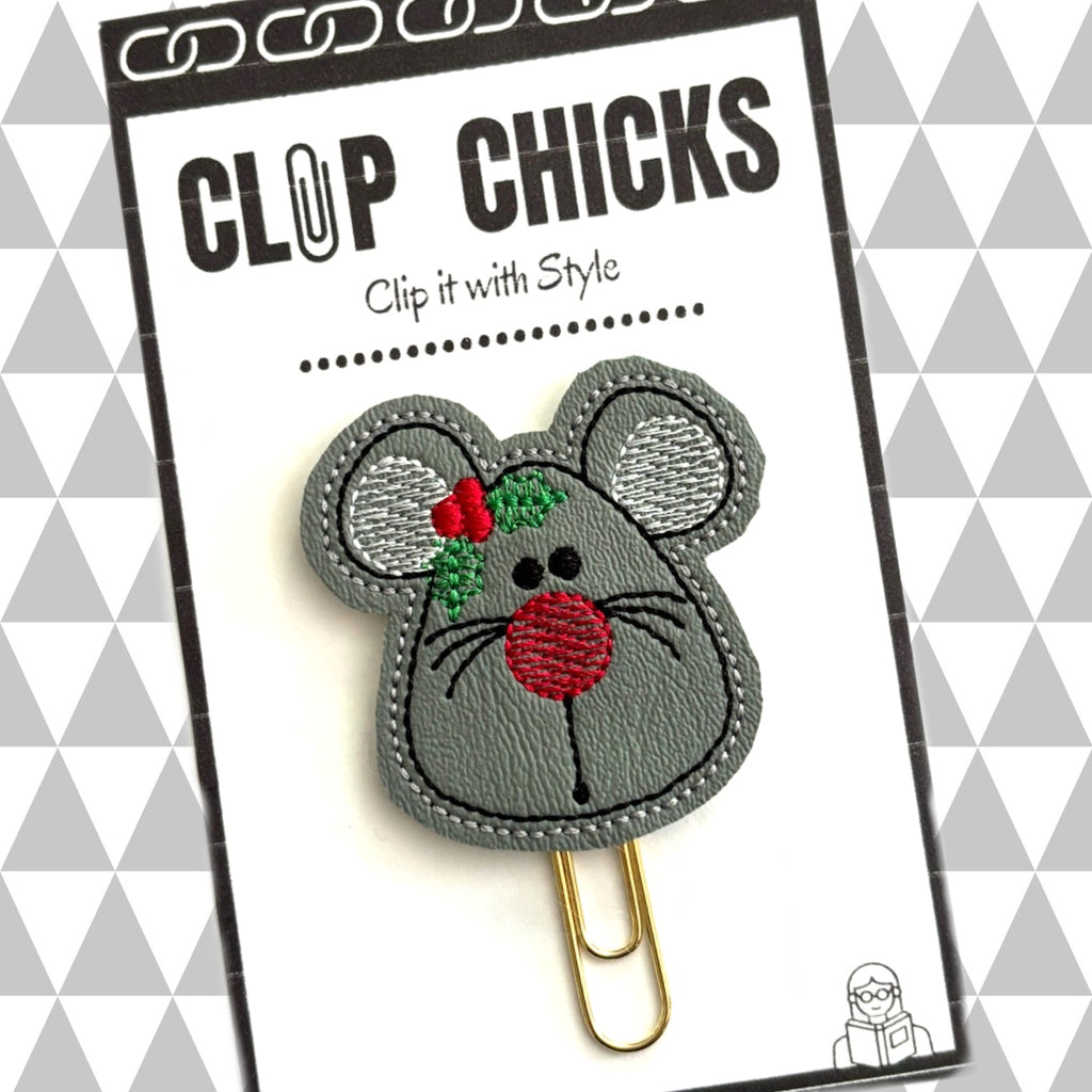 Clip Chicks' Christmas Mouse novelty paper clip is shown in its package.