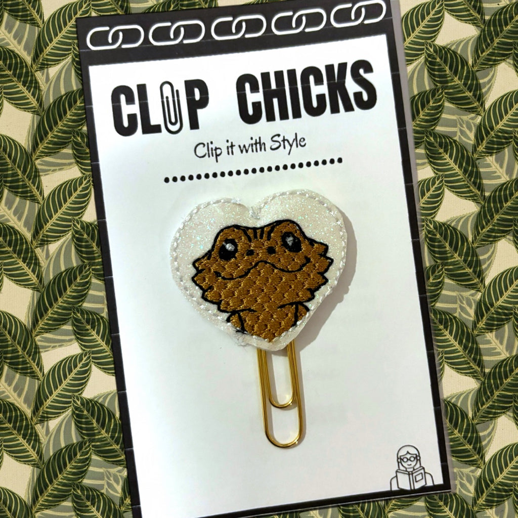 Clip chicks' Bearded Dragon novelty paper clip is shown in its package.