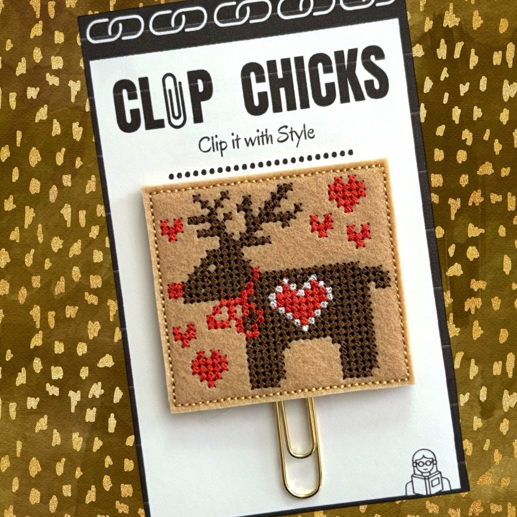 Clip Chicks'  Rudolph the Reindeer novelty paper clip is shown in its package