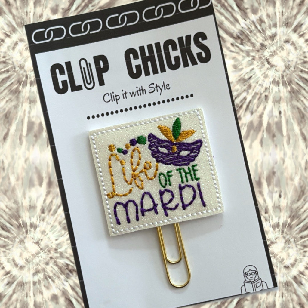 Clip Chicks' Life of the Mardi novelty paper clip is shown in its package.