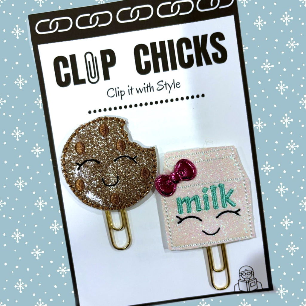 Clip Chicks' Milk and Cookie set of novelty paper clips in its package.