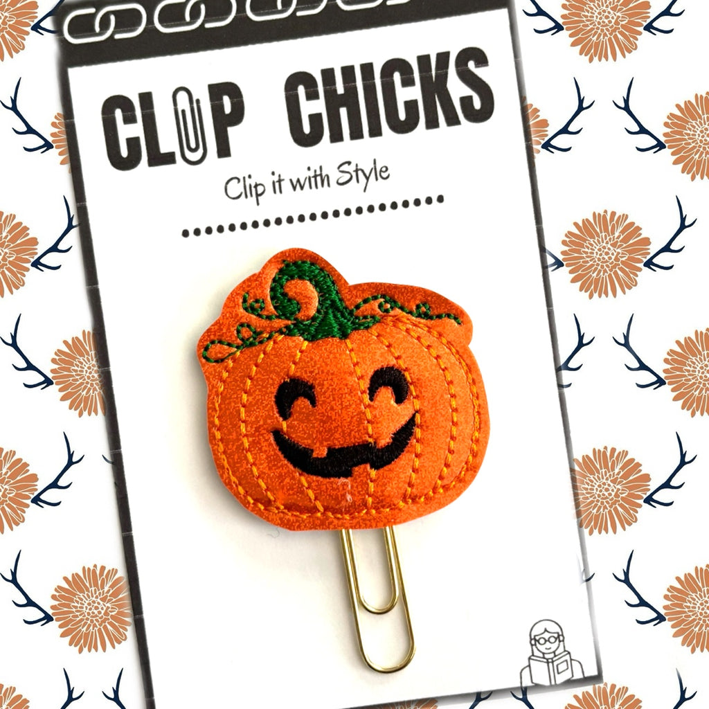 Clip Chicks' Jack O'Lantern novelty paper clip is shown in its package.