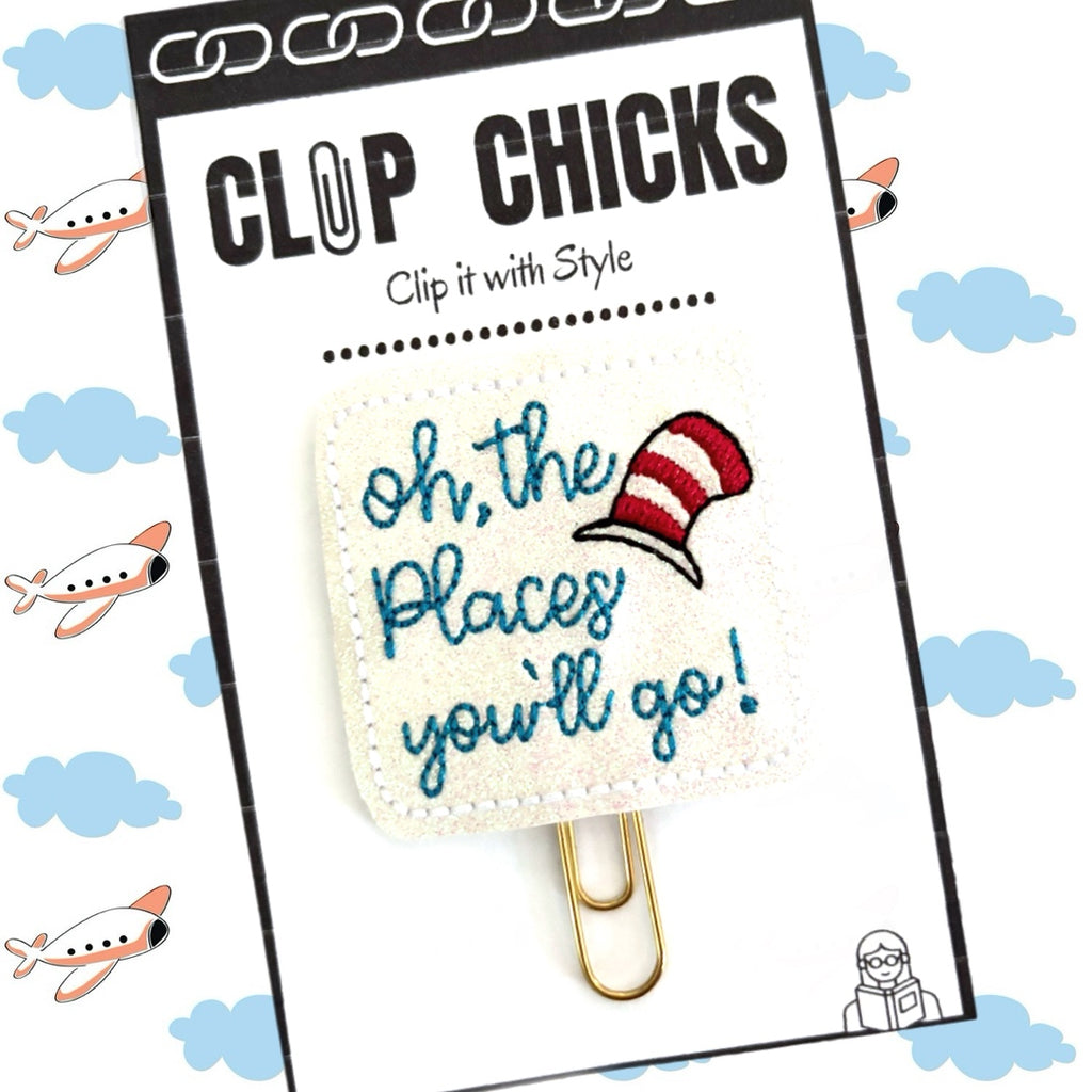 oh, The Places You'll Go novelty paper clip from Clip Chicks is shown in its package.