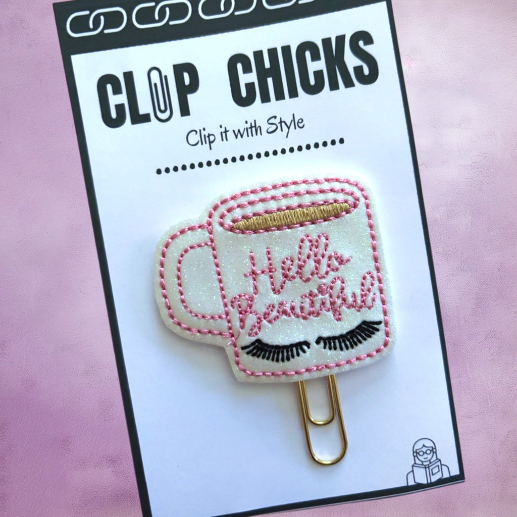 Clip Chicks' Hello Beautiful novelty paper clip is shown in its package.