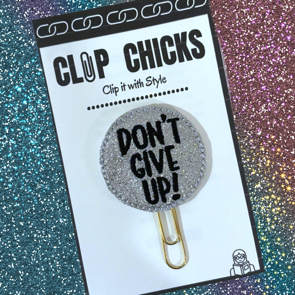 Clip Chicks' Don't Give Up novelty paper clip is shown in its packaging.