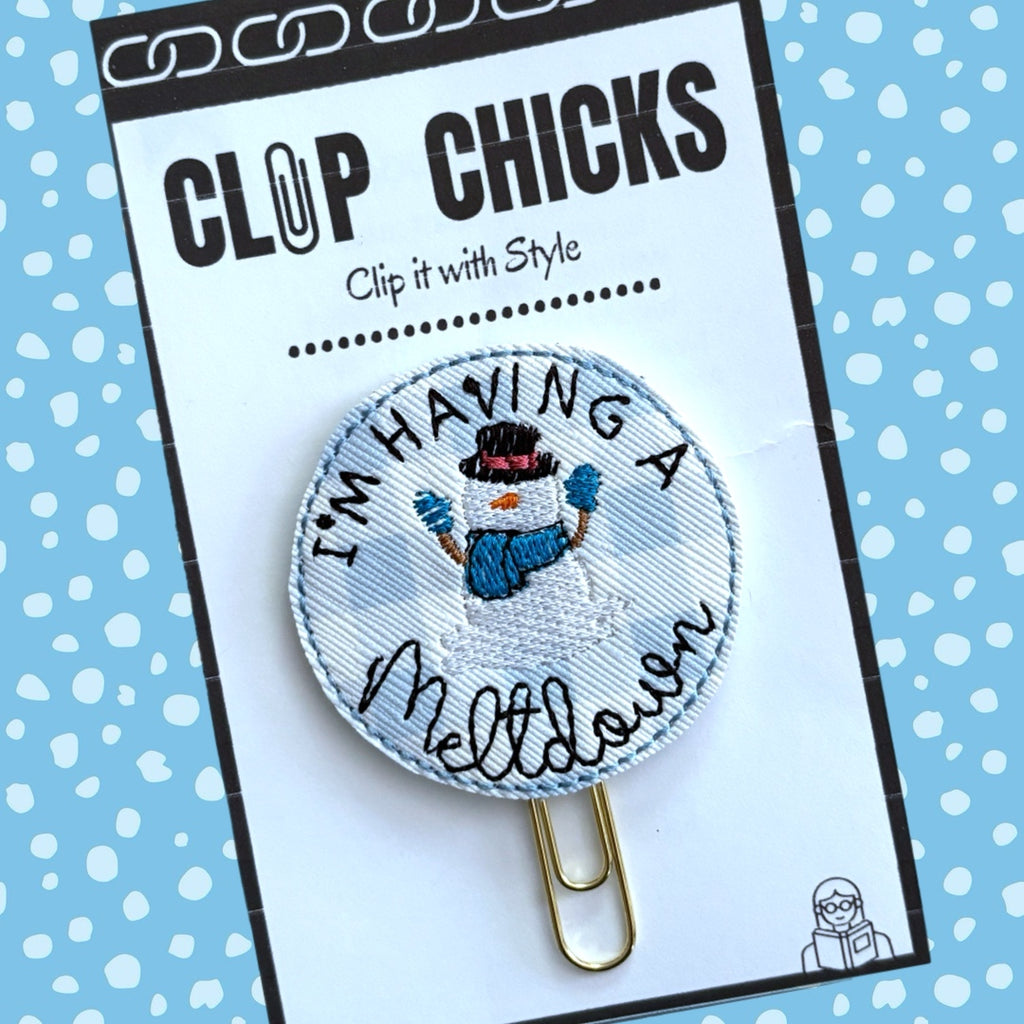 Clip Chicks' Having a Meltdown novelty paper clip is shown in its package.