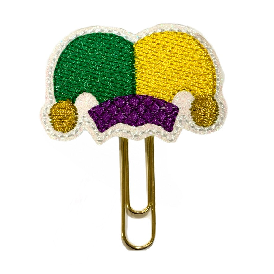 Mardi Gras jester hat novelty paper clip.