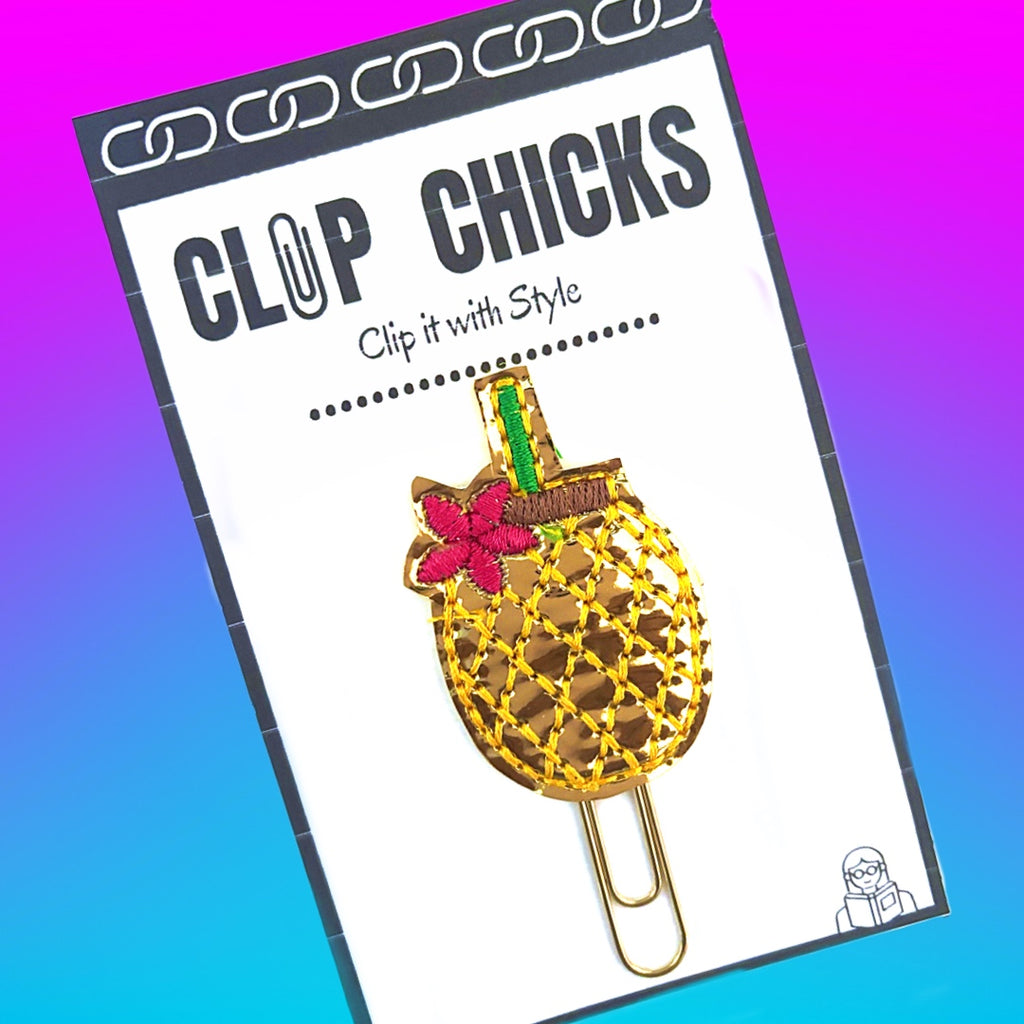 Clip Chicks' Pineapple drink novelty paper clip is shown in its adorable package, and is ready for gift giving.