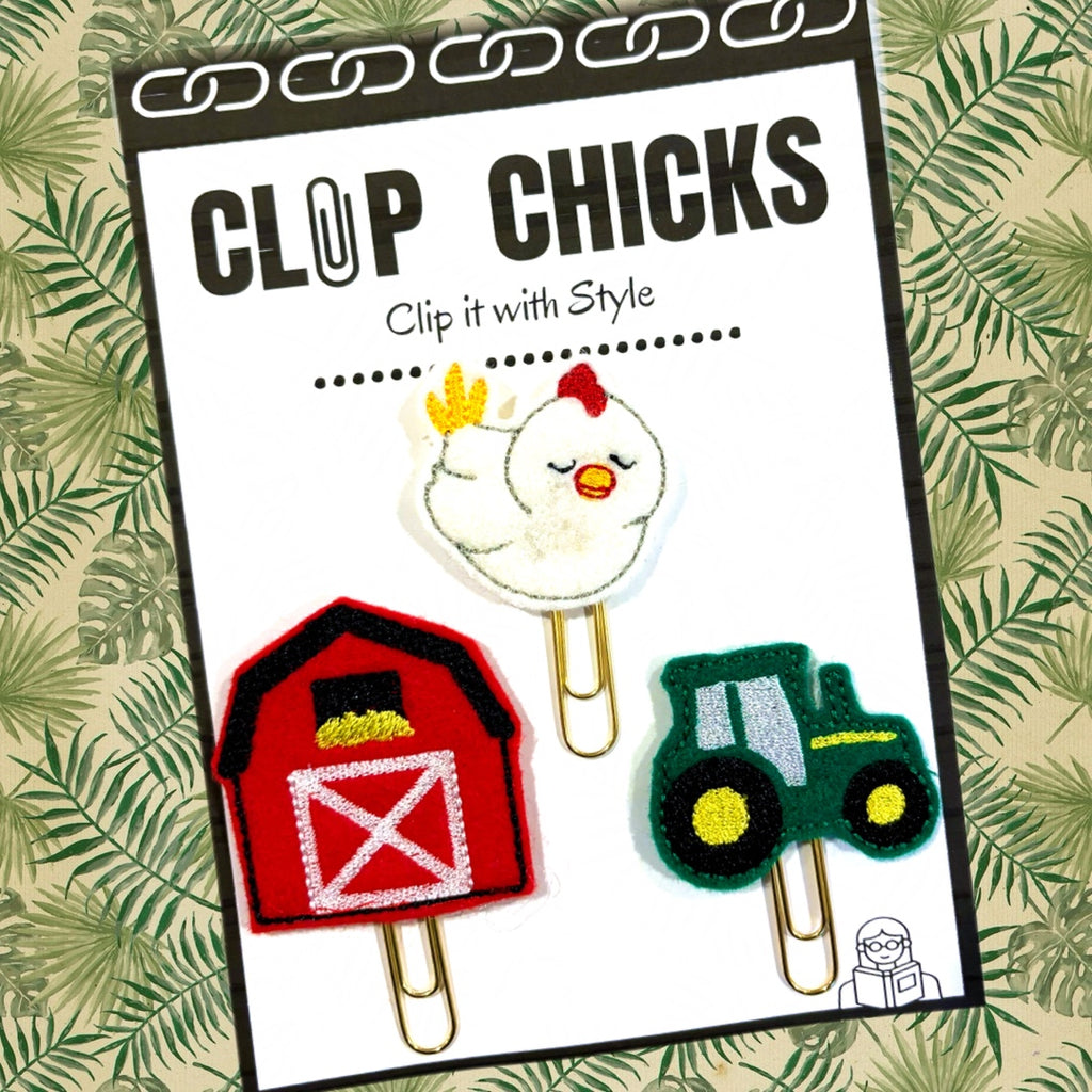 Clip Chicks' Farm Life trio of novelty paper clips is shown in its cute packaging.