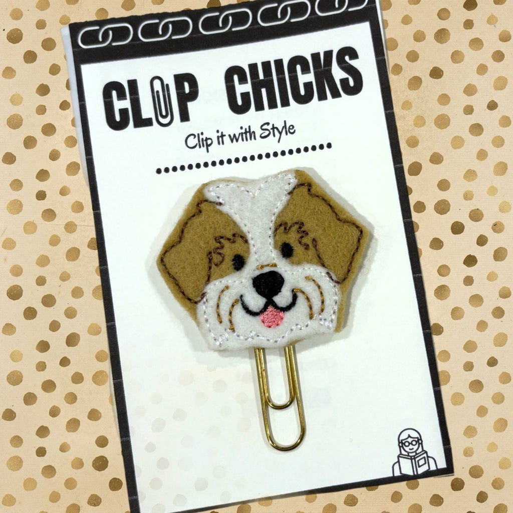 Clip Chicks' Shitzu novelty paper clip is shown in packaging.