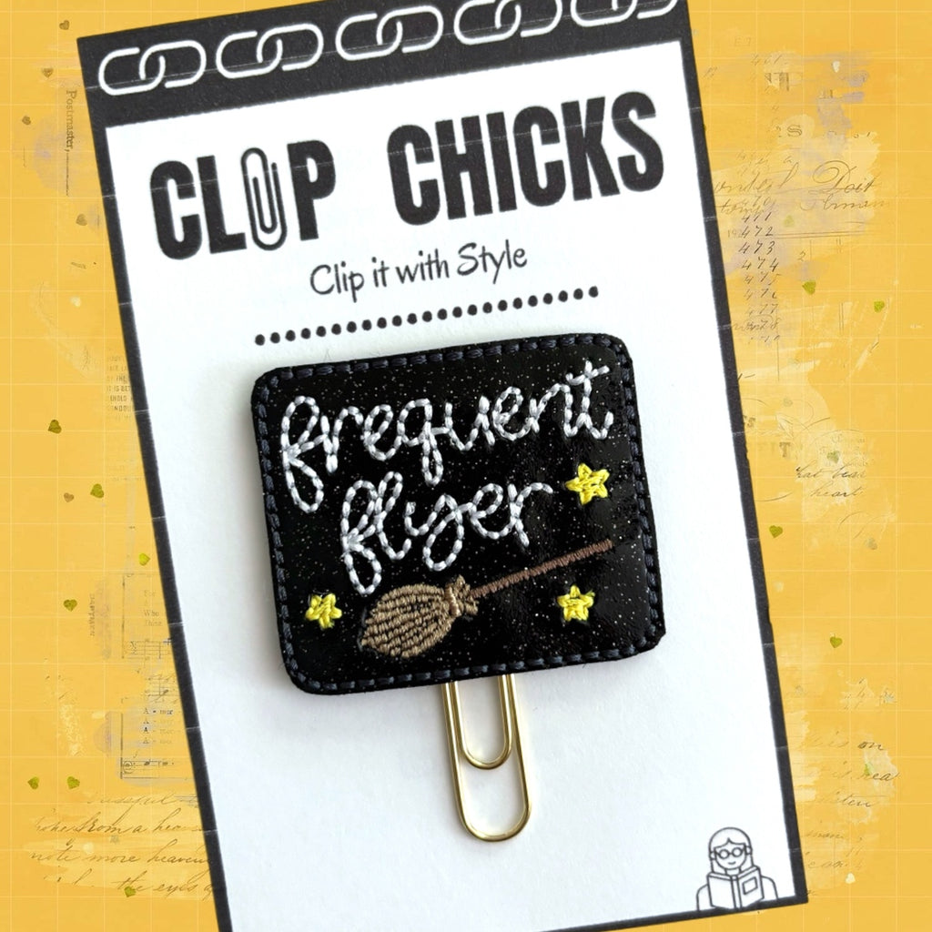 Clip chicks' Frequent Flyer novelty paper clip is shown in its package.