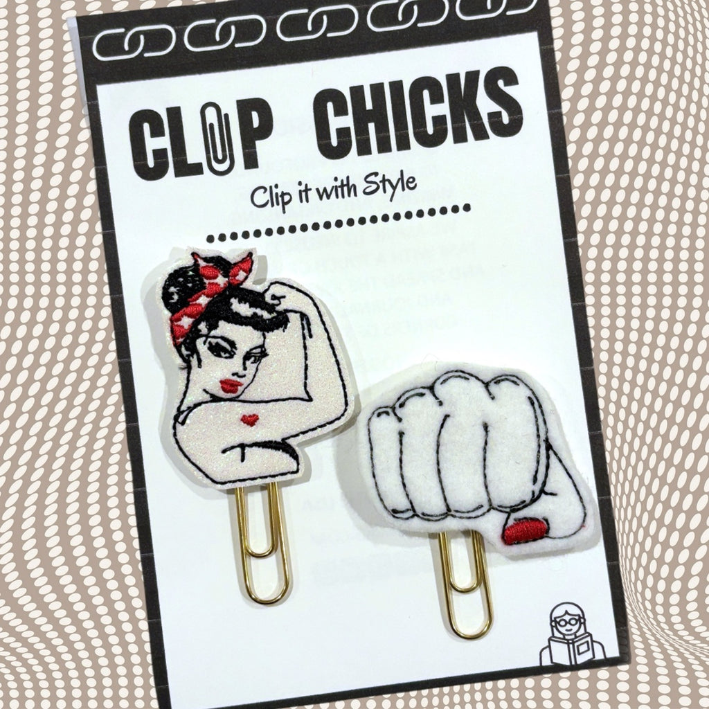 Clip Chicks' Girl Power set of two paper clips shown in the package.