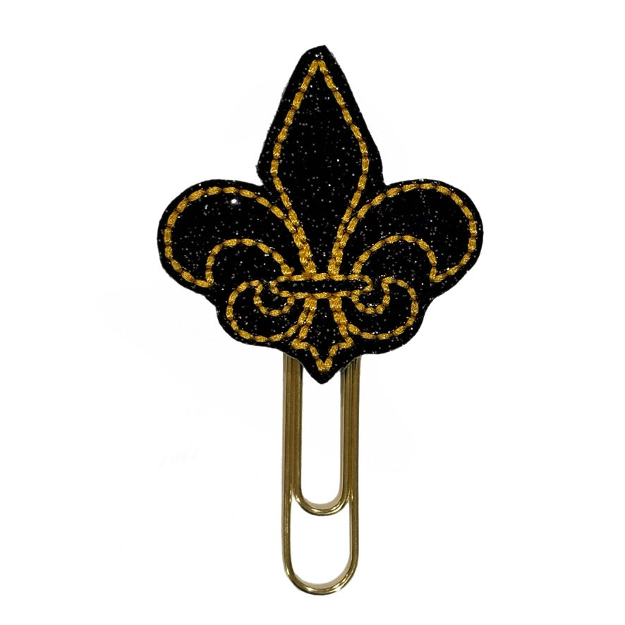 Black and gold fleur de lis novelty paper clip.