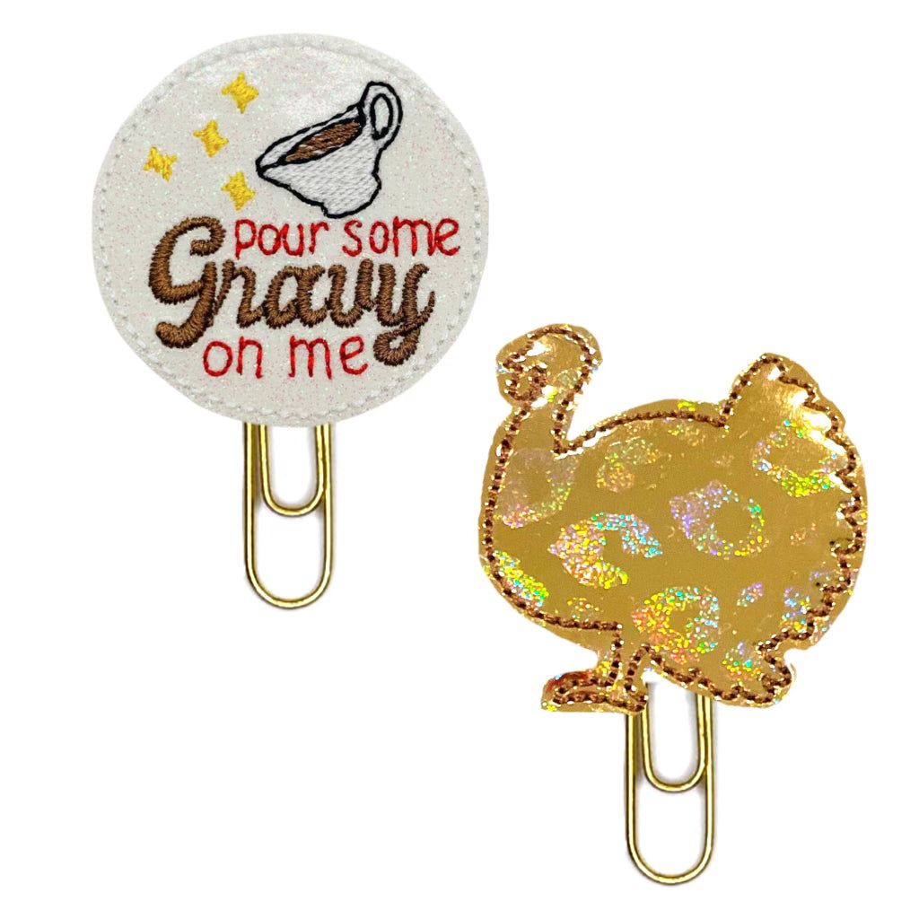 Turkey and Gravy novelty paper clips.