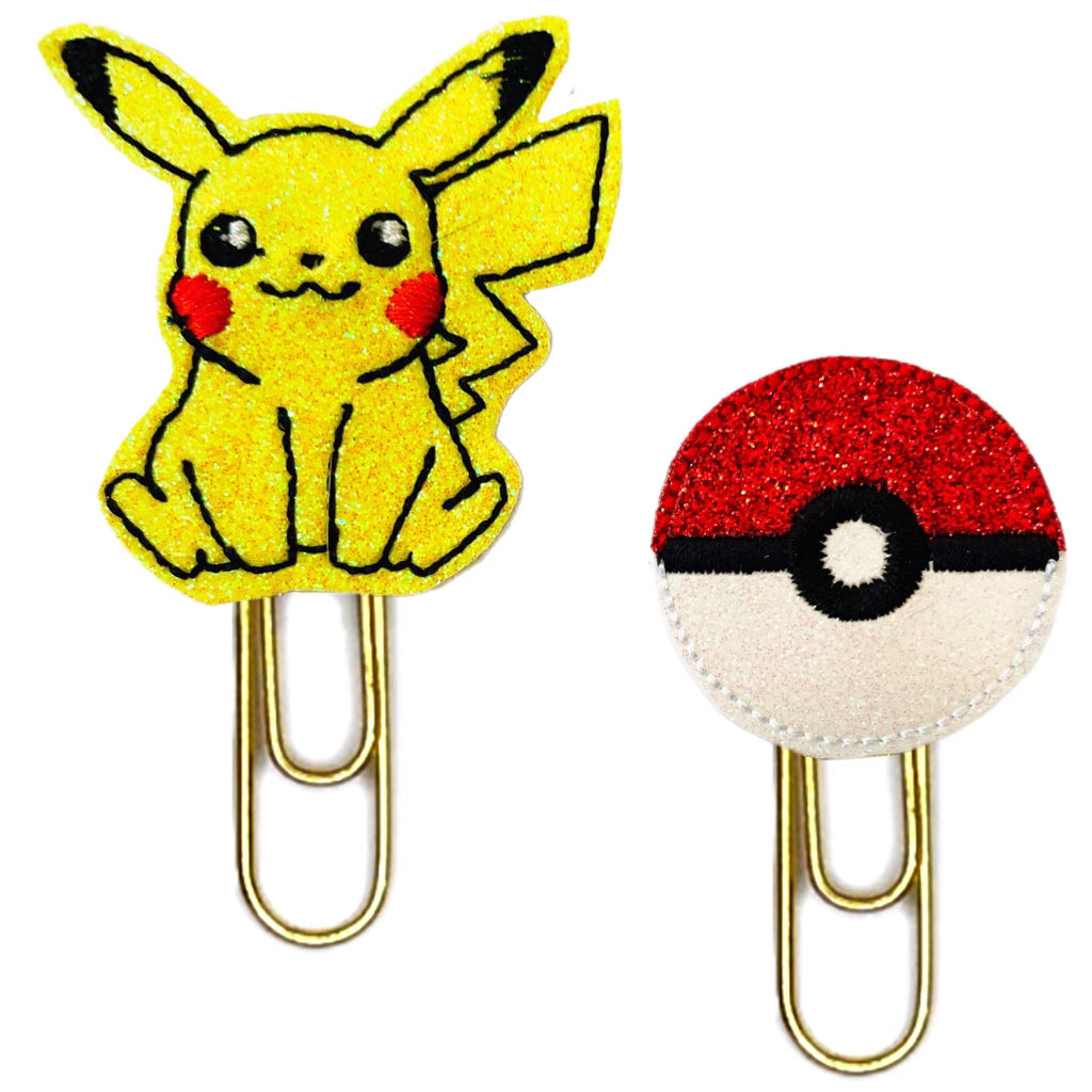 Battle Ball and Yellow Mascot set of novelty paper clips from Clip Chicks are inspired by Pokemon.