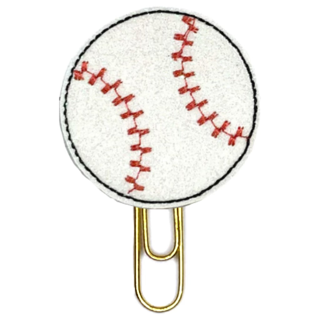 Baseball novelty paper clip from Clip Chicks, shown against a white background.