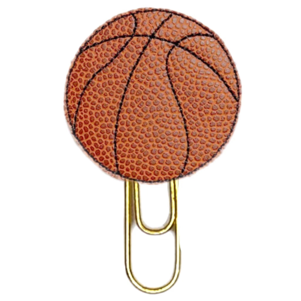 Basketball novelty paper clip from Clip Chicks is textured vinyl that is embroidered to shape a basketball and then attached to a paper clip.