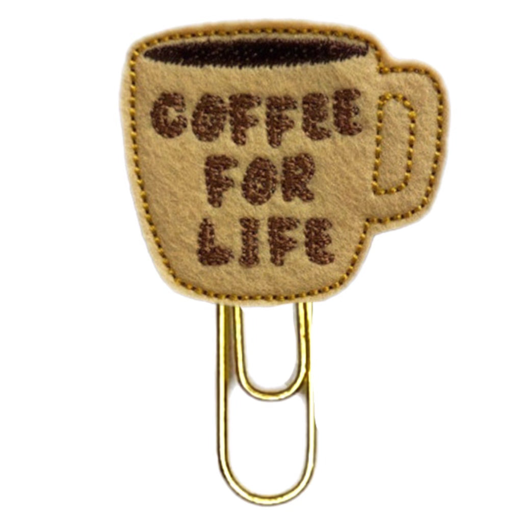 Coffee for Life novelty paper cli[p is shown on a white background.