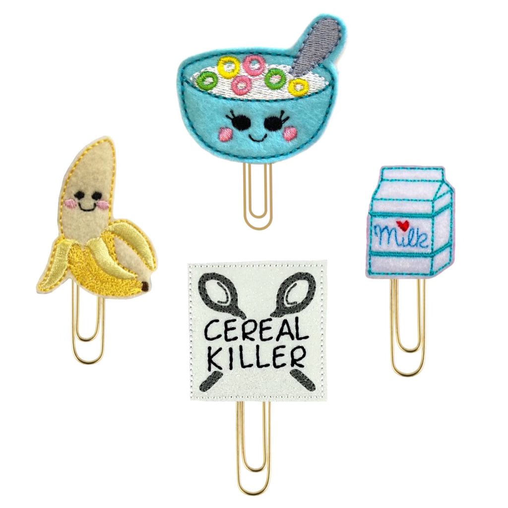 Set of four Cereal Killer novelty paper clips from Clip Chicks.