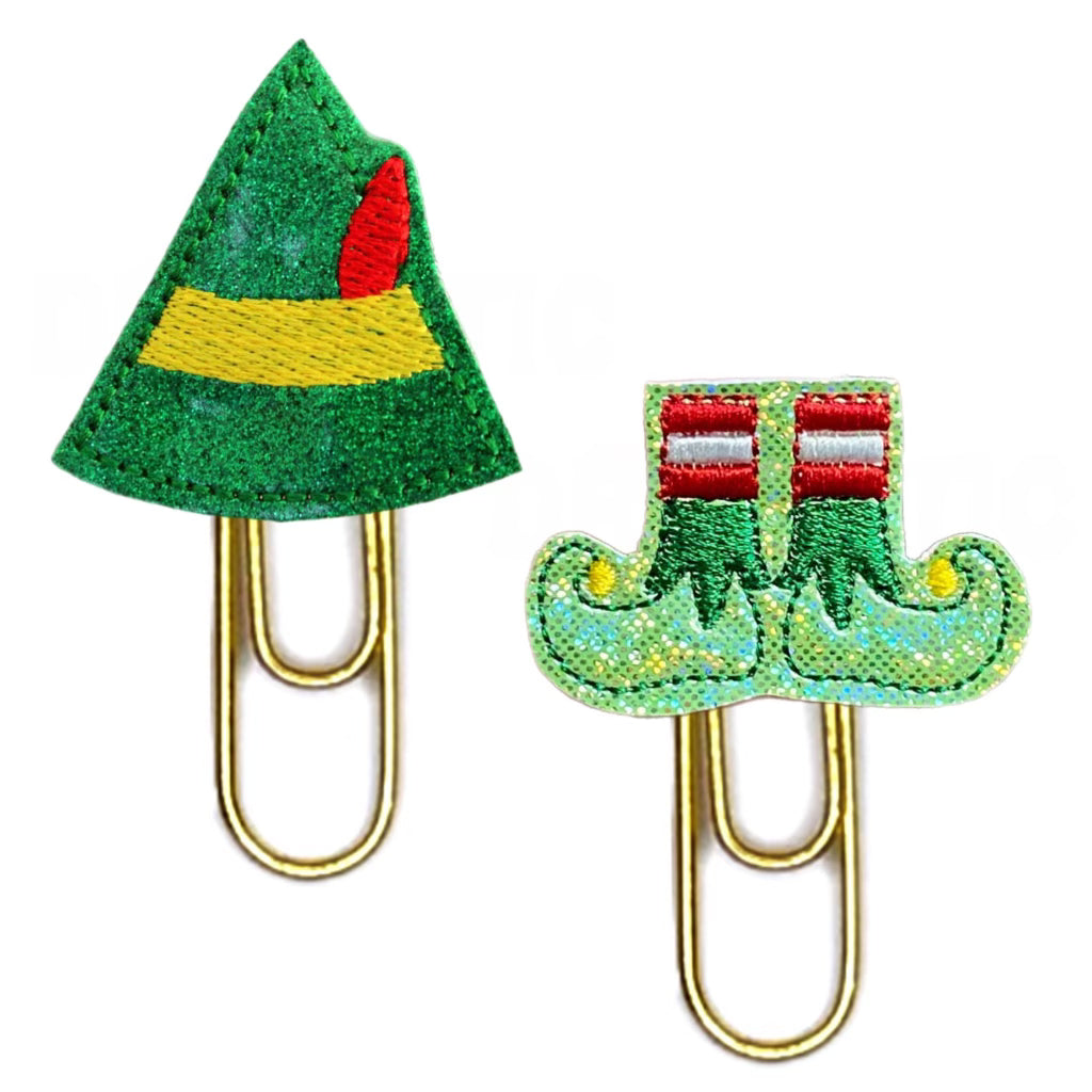 Elf Hat and Booties set of novelty paper clips.