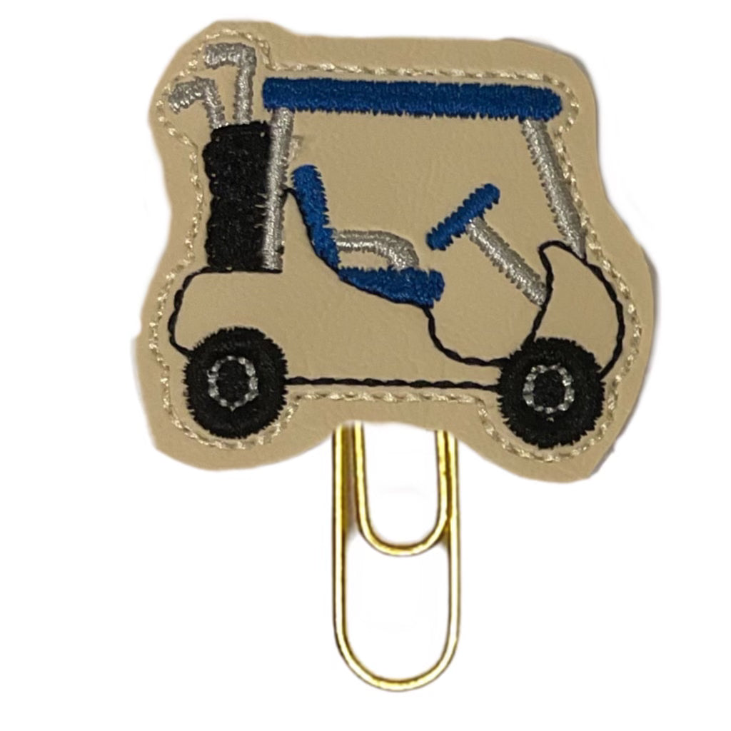 Golf Cart novelty paper clip from Clip chicks is shown against a white background.