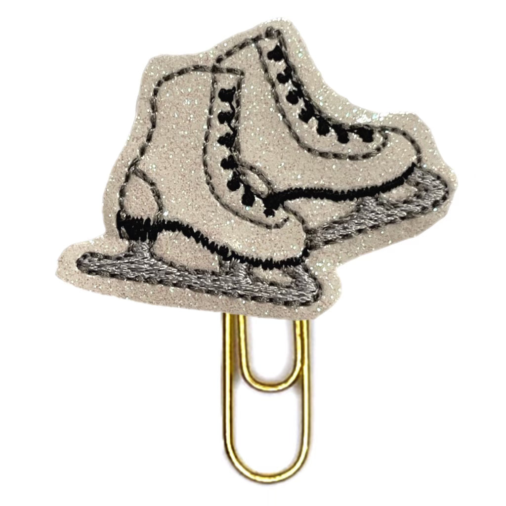 Ice skates novelty paper clip is shown from Clip Chicks.