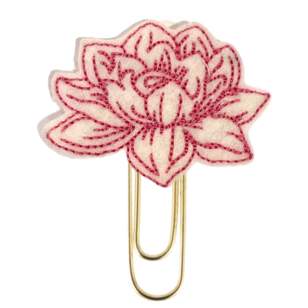 A lotus flower novelty paper clip is shown from Clip Chicks.