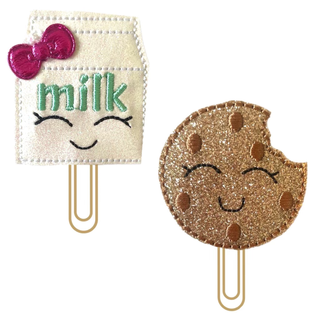 Milk and Cookie set of paper clips.