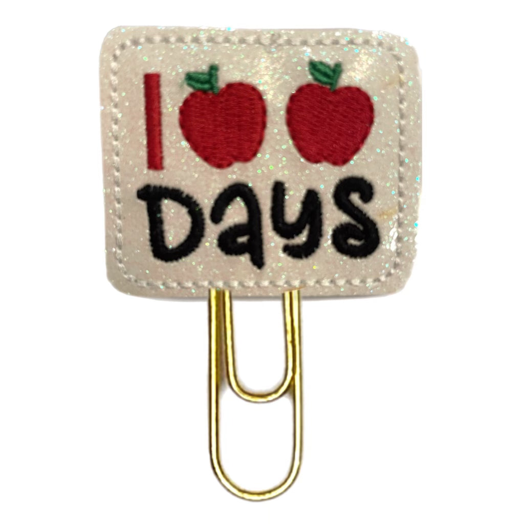 100 Days novelty paper clip from Clip chicks is shown on a white background.