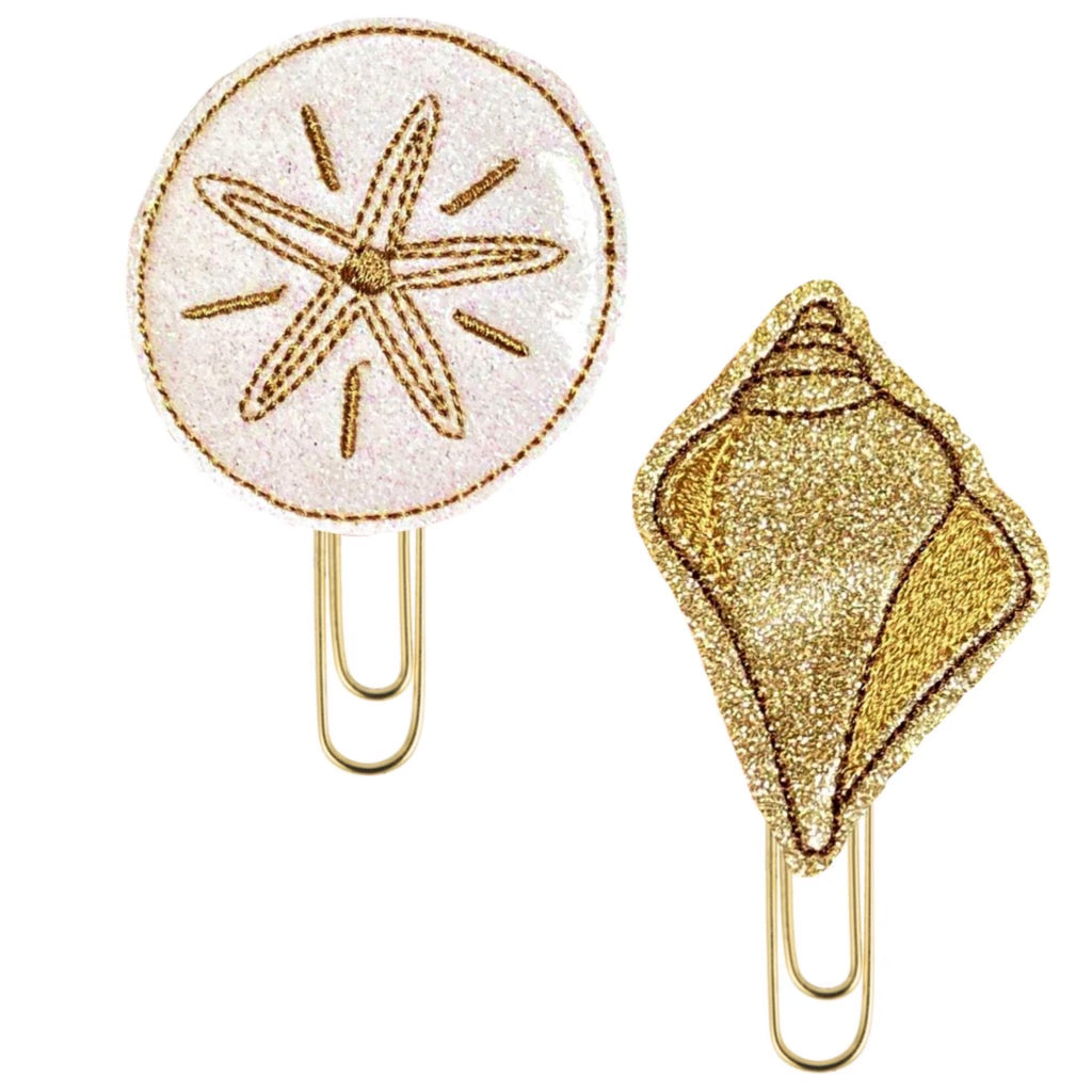 Clip Chicks set of a Sand Dollar and Horn Shell novelty paper clips.