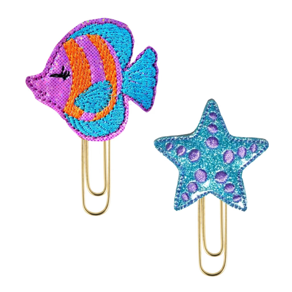 Starfish and Tropical Fish set of novelty paper clips from Clip Chicks are brightly colored and ready for summer bookmarking and journaling fun.