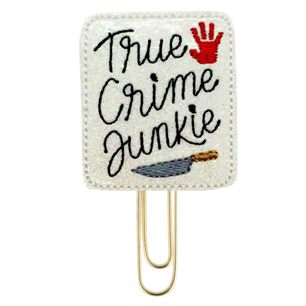 True Crime Junkie novelty paper clip.